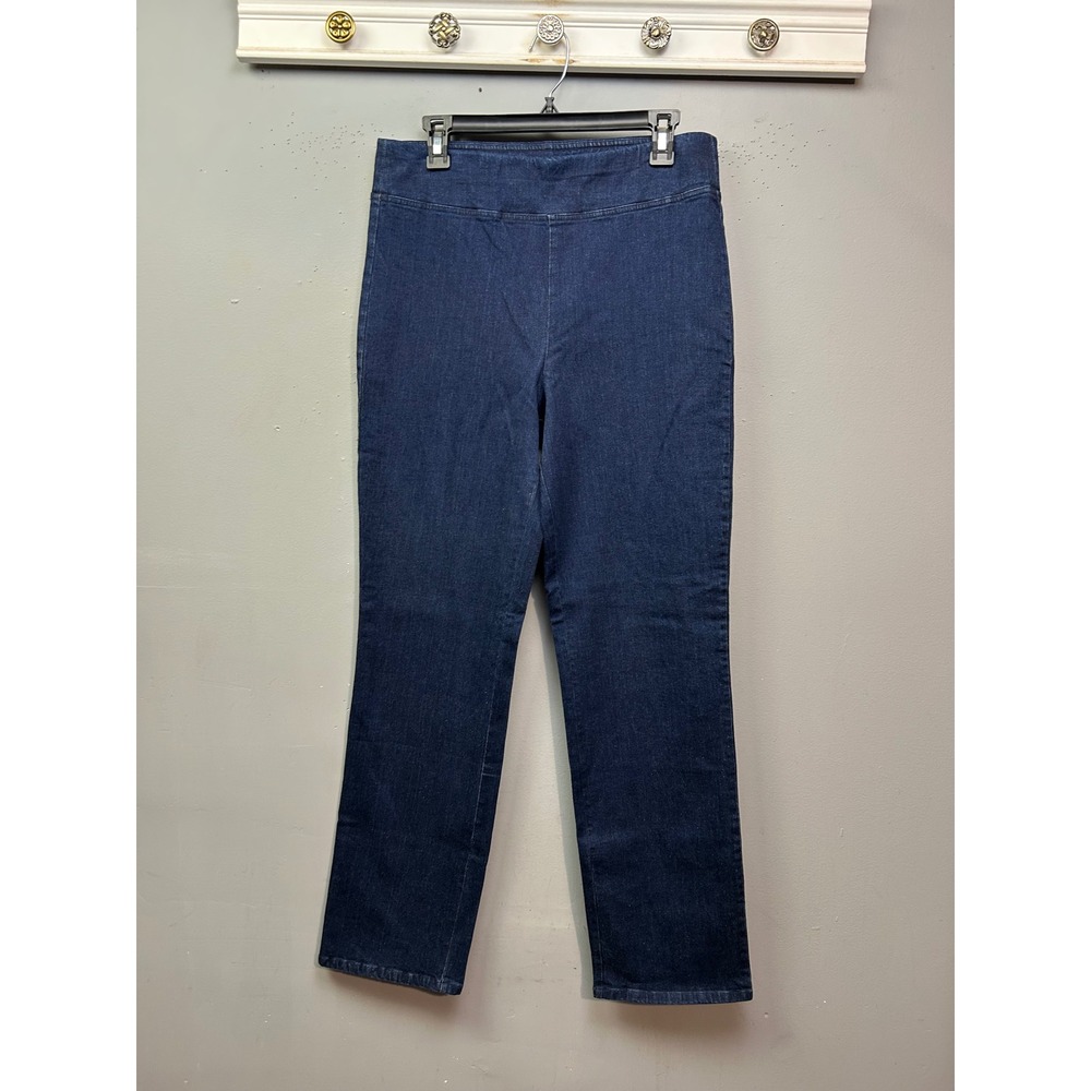 Jaclyn Smith Jeans Women Medium Blue Pull On Straight Leg Dark Wash Stretch new